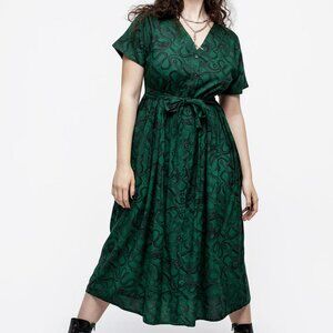 Disturbia Ophidia Snake Print Button Up Midi Dress